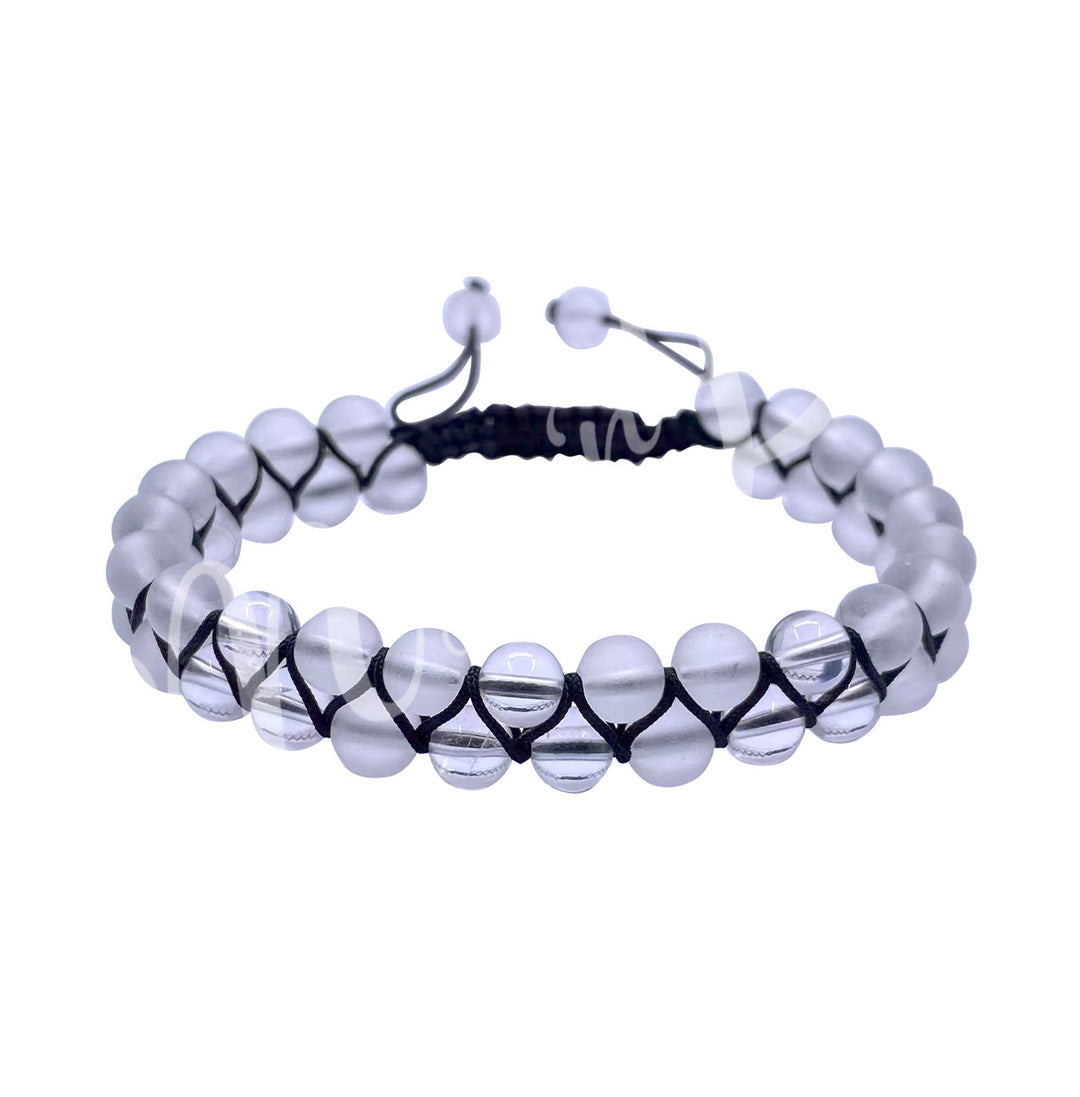 Bracelet Double Row Adjustable Crystal Quartz (6mm) 6.75-10.25"