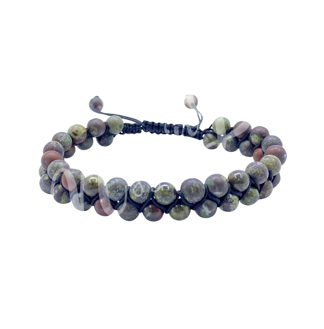Bracelet Double Row Adjustable Dragonblood Jasper (6mm) 6.75-10.25"