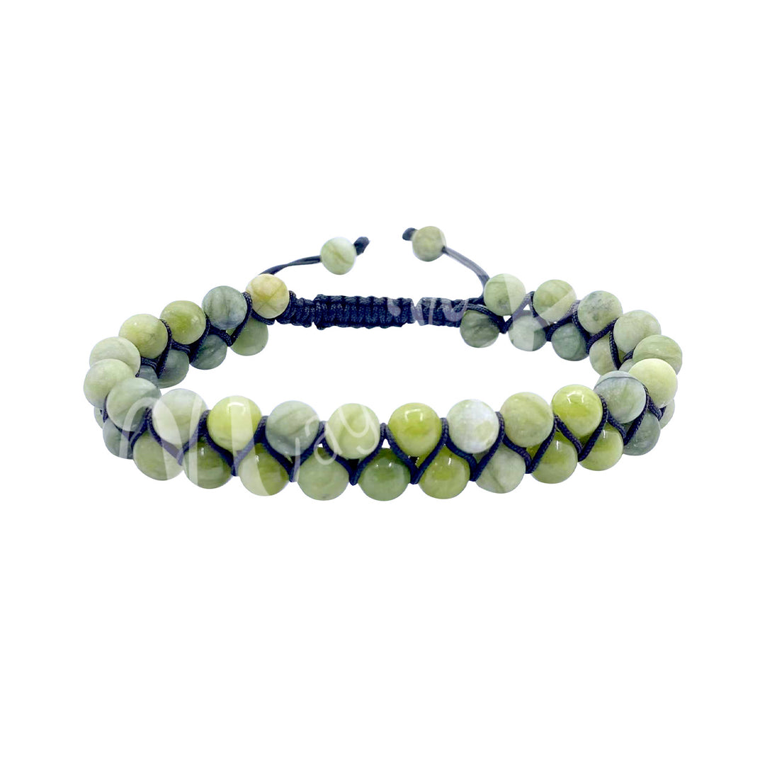 Bracelet Double Row Adjustable Jade (6mm) 6.75-10.25"