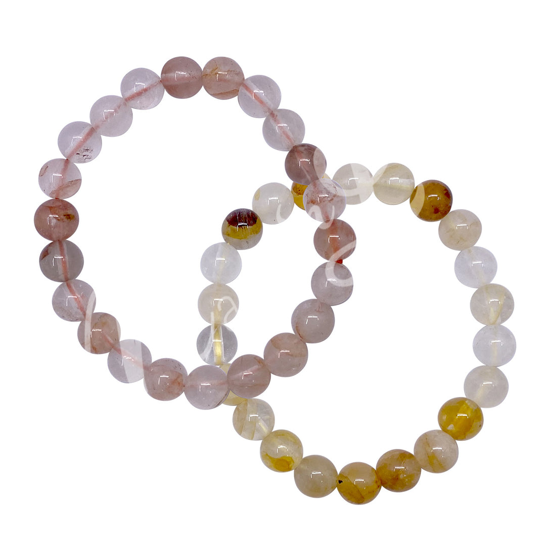 Bracelet Crystal Quartz with Yellow & Red Inclusions (8-8.5mm) 7.15-7.25"