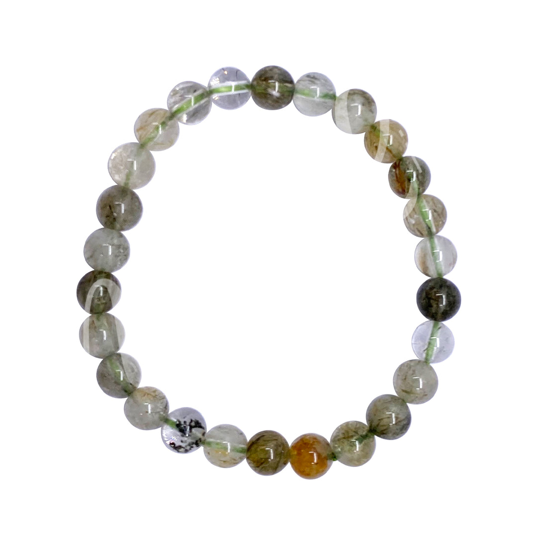 Bracelet Green Tourmaline with Rutilated Quartz (6-7mm) 7.15-7.25"