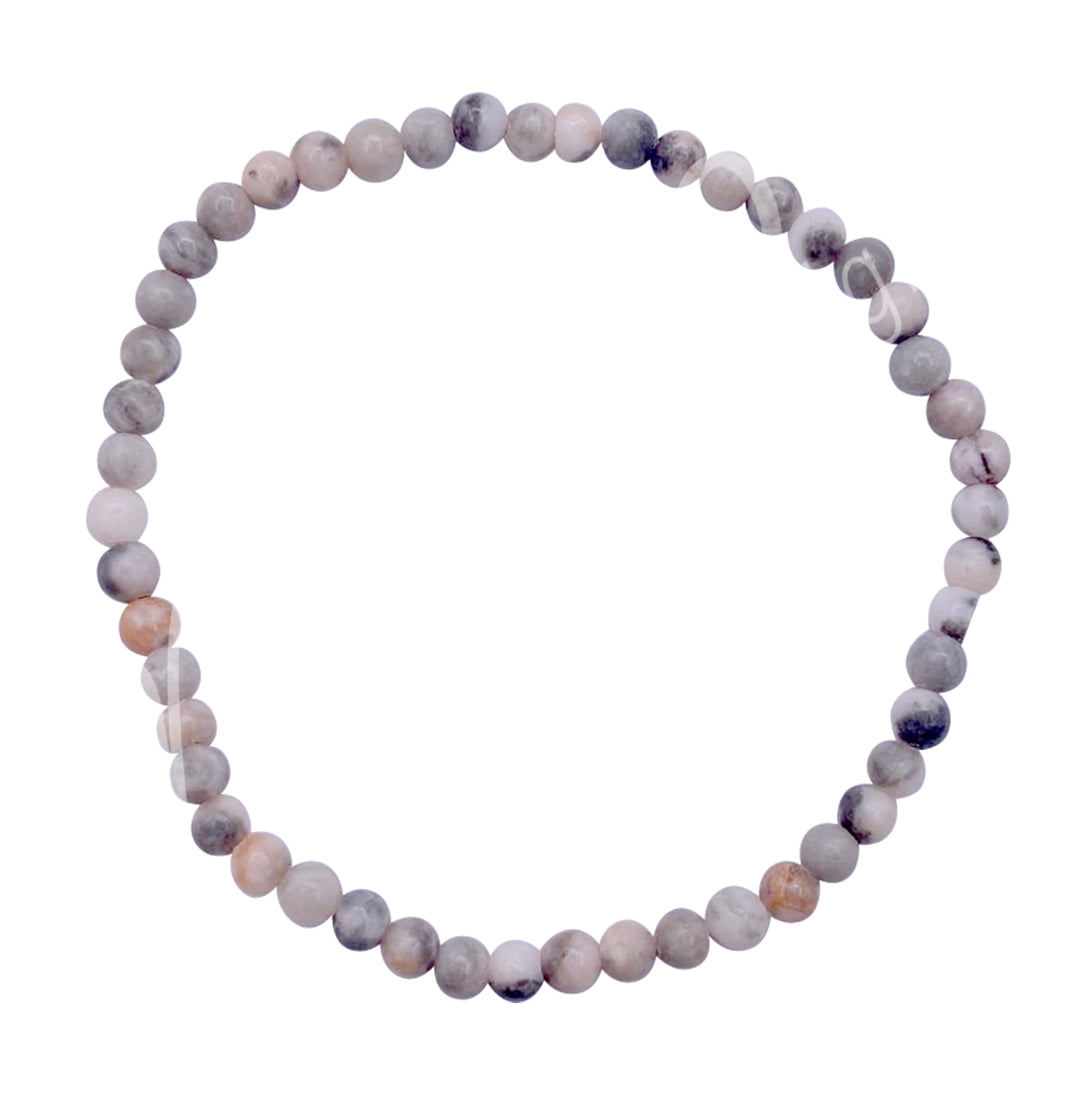 Pulsera de jaspe cebra rosa (4-4,5 mm) 7,15-7,25"