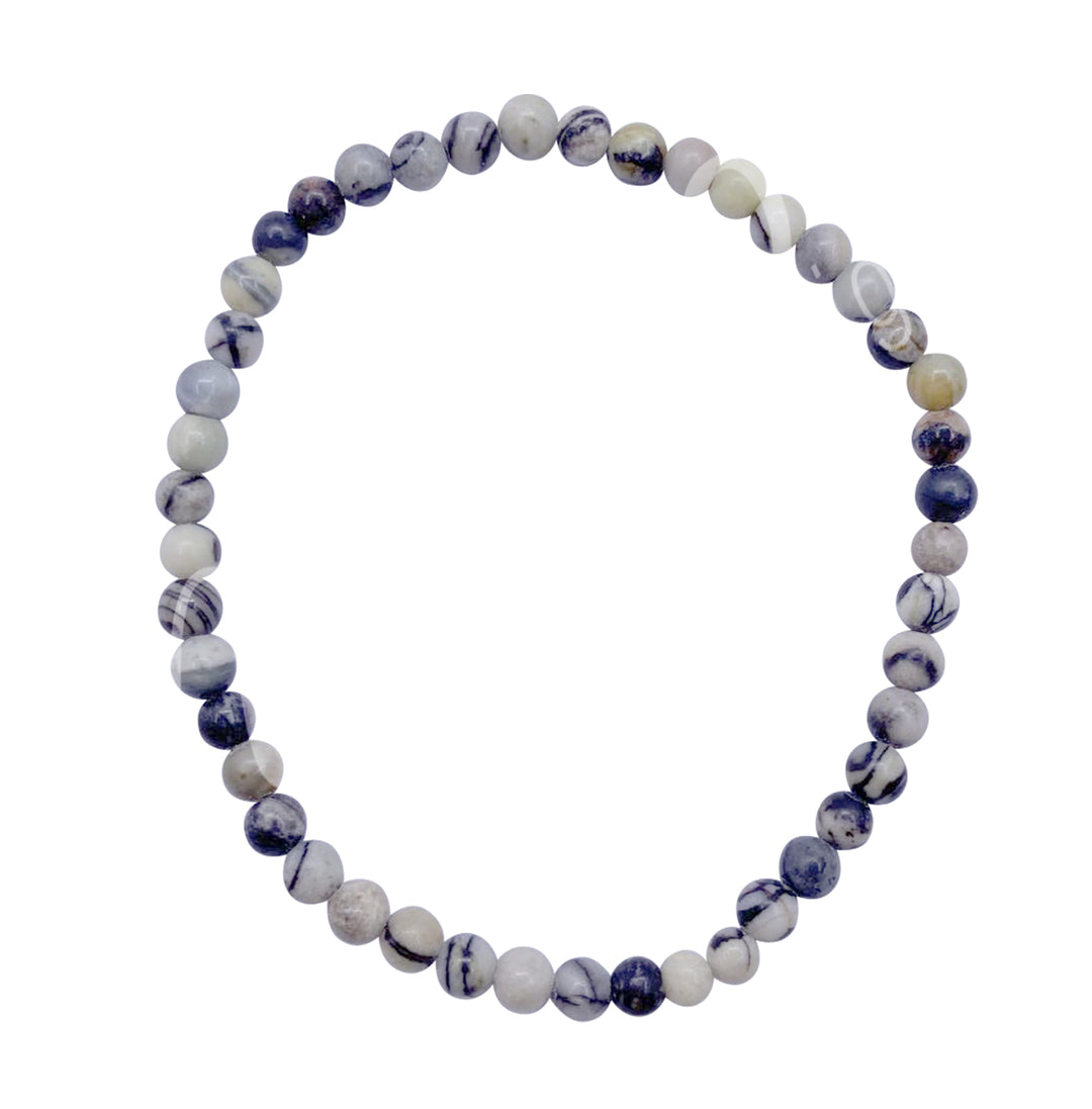 Bracelet Black Silk Stone (4-4.5mm) 7.15-7.25"