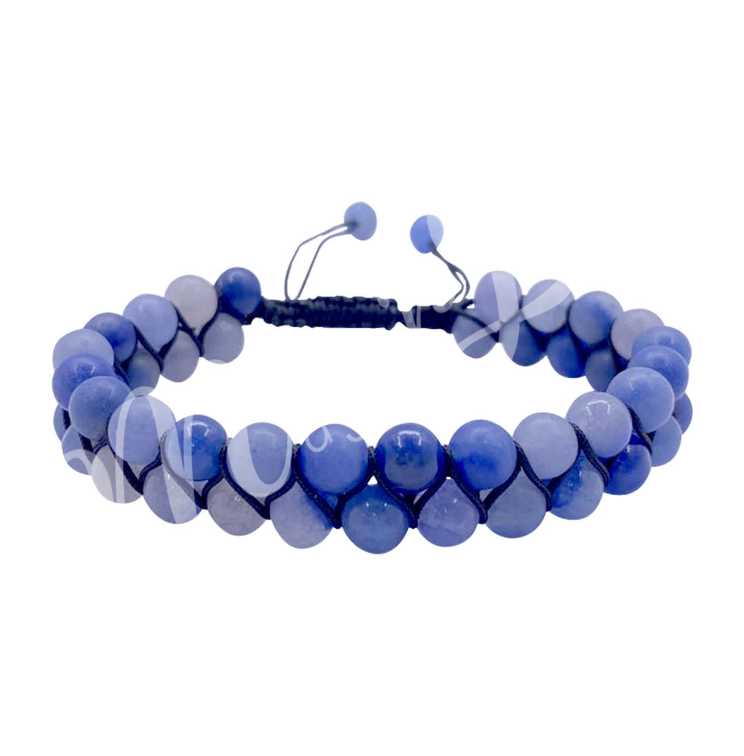Bracelet Double Row Adjustable Blue Aventurine (6mm) 6.75-10.25"
