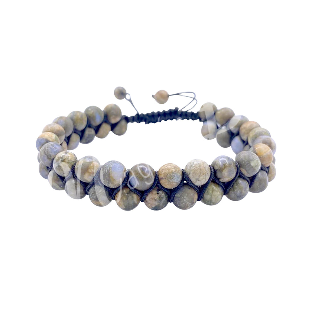 Bracelet Double Row Adjustable Glaucophane (6mm) 6.75-10.25"