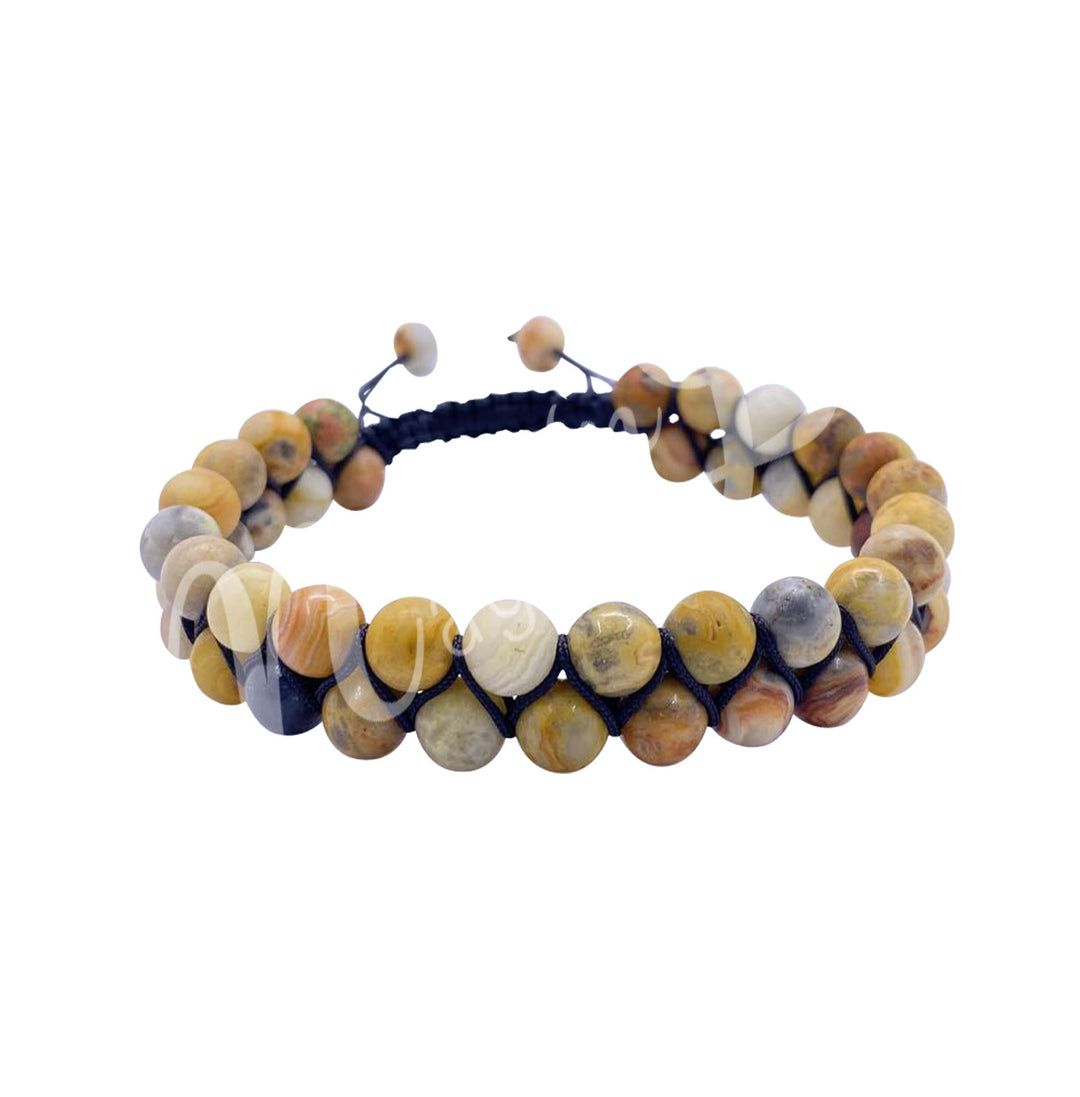 Bracelet Double Row Adjustable Crazy Lace Agate (6mm) 6.75-10.25"