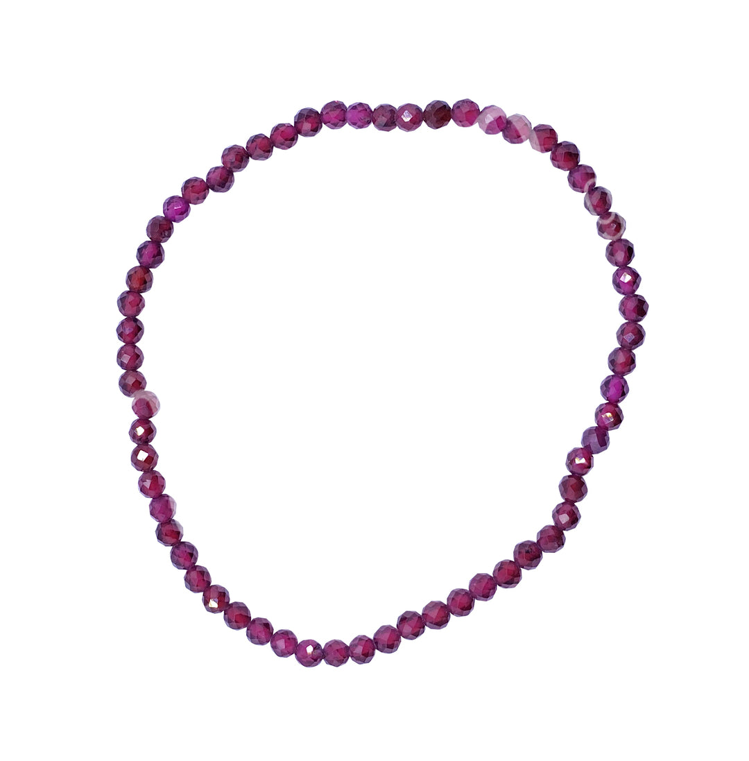 Bracelet Faceted Stone Beads Garnet (3-4mm) 7.25-7.45"
