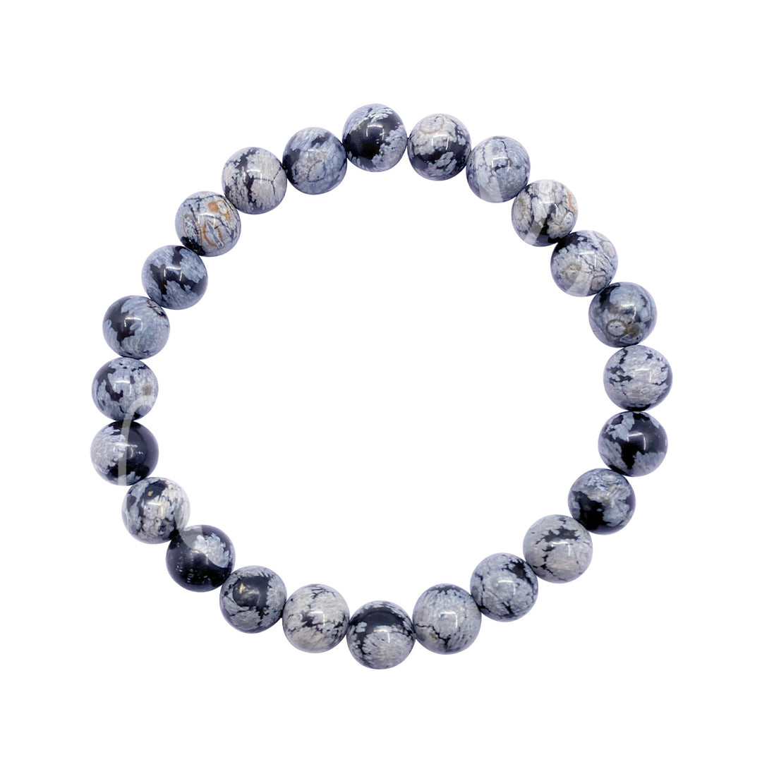Bracelet Snowflake Obsidian (8mm) 8-8.5"