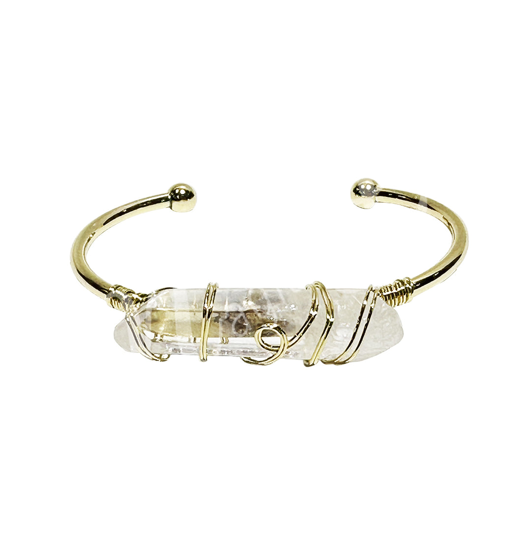 Pulsera Ajustable de Alambre Enrollado con Punta de Cuarzo Cristal