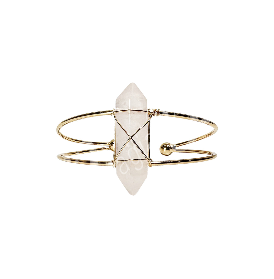 Bracelet Adjustable Wire Warped Rose Quartz Point