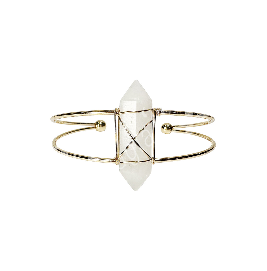 Pulsera Ajustable de Cuarzo Cristal Envuelta en Alambre