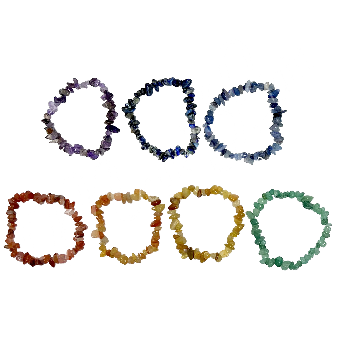 Bracelet Chips of Chakra Colors (5-8 mm) 7.5" (set of 7)