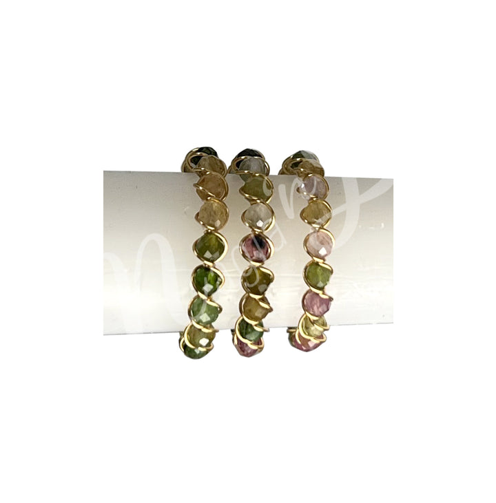 Ring Adjustable Faceted Stones Mixed Tourmaline (3mm)