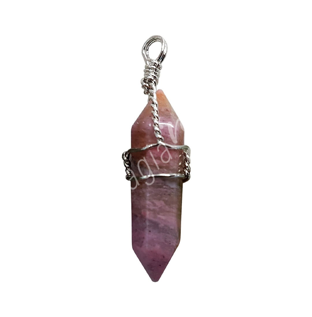 Pendant Wire Wrap Rhodonite 1.5-1.75″