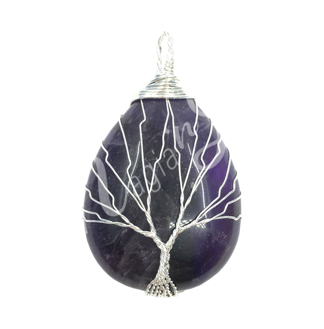 Pendant Wire Wrap Amethyst Tree of Life 1.5"