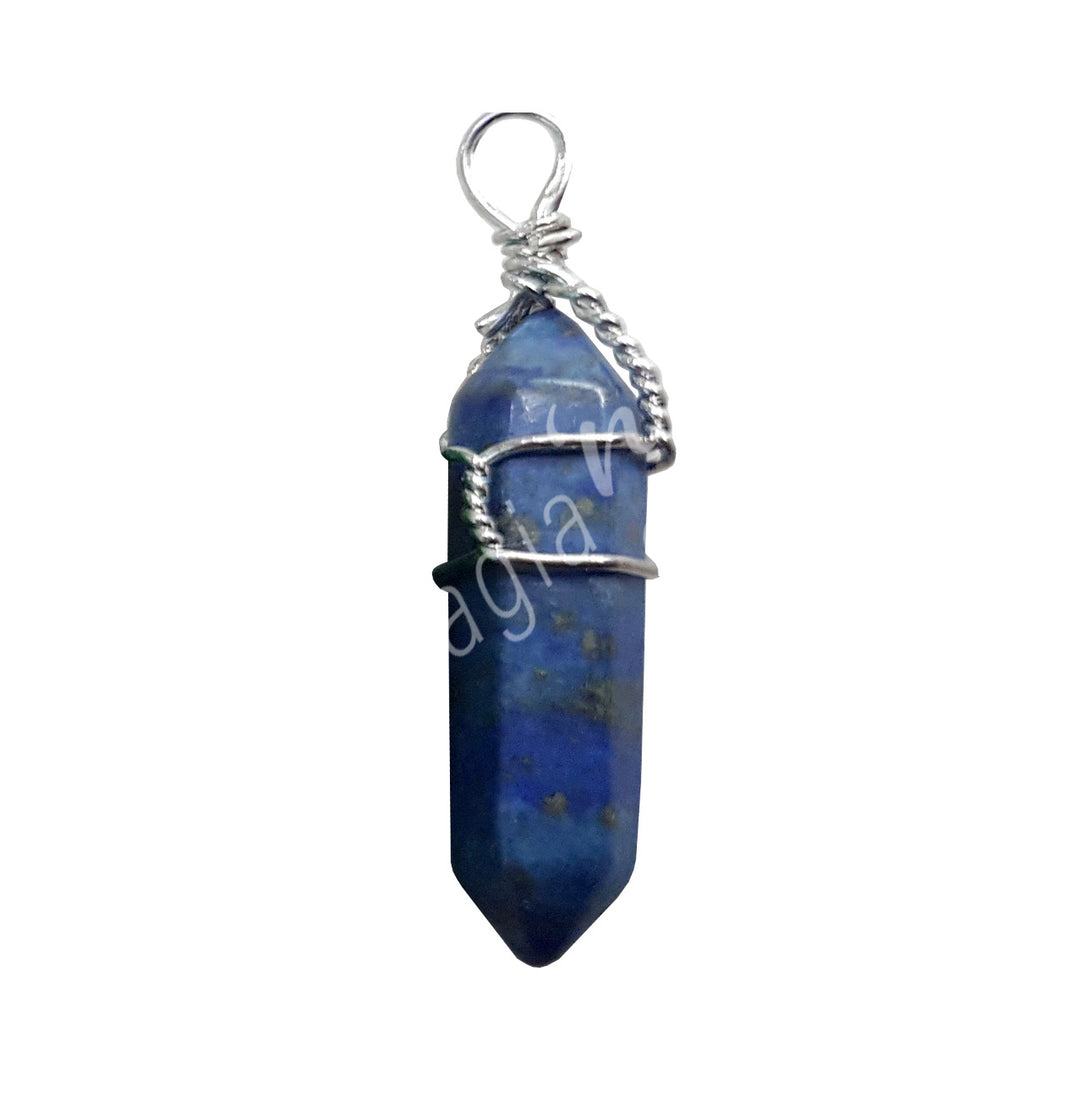 Pendant Wire Wrap Dyed Lapis Lazuli 1.5″