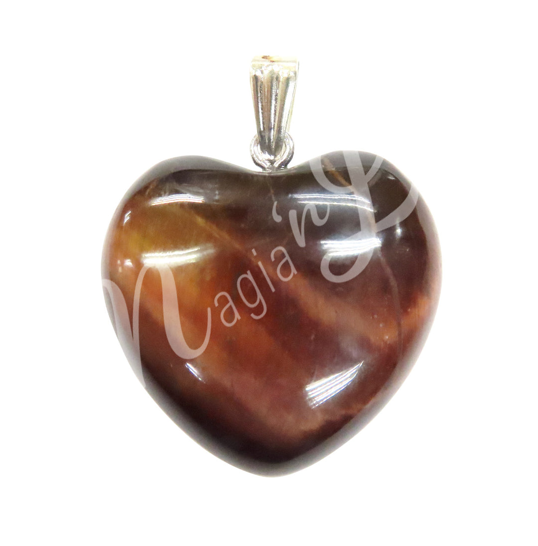 Pendant Heart Red Tiger Eye 1"