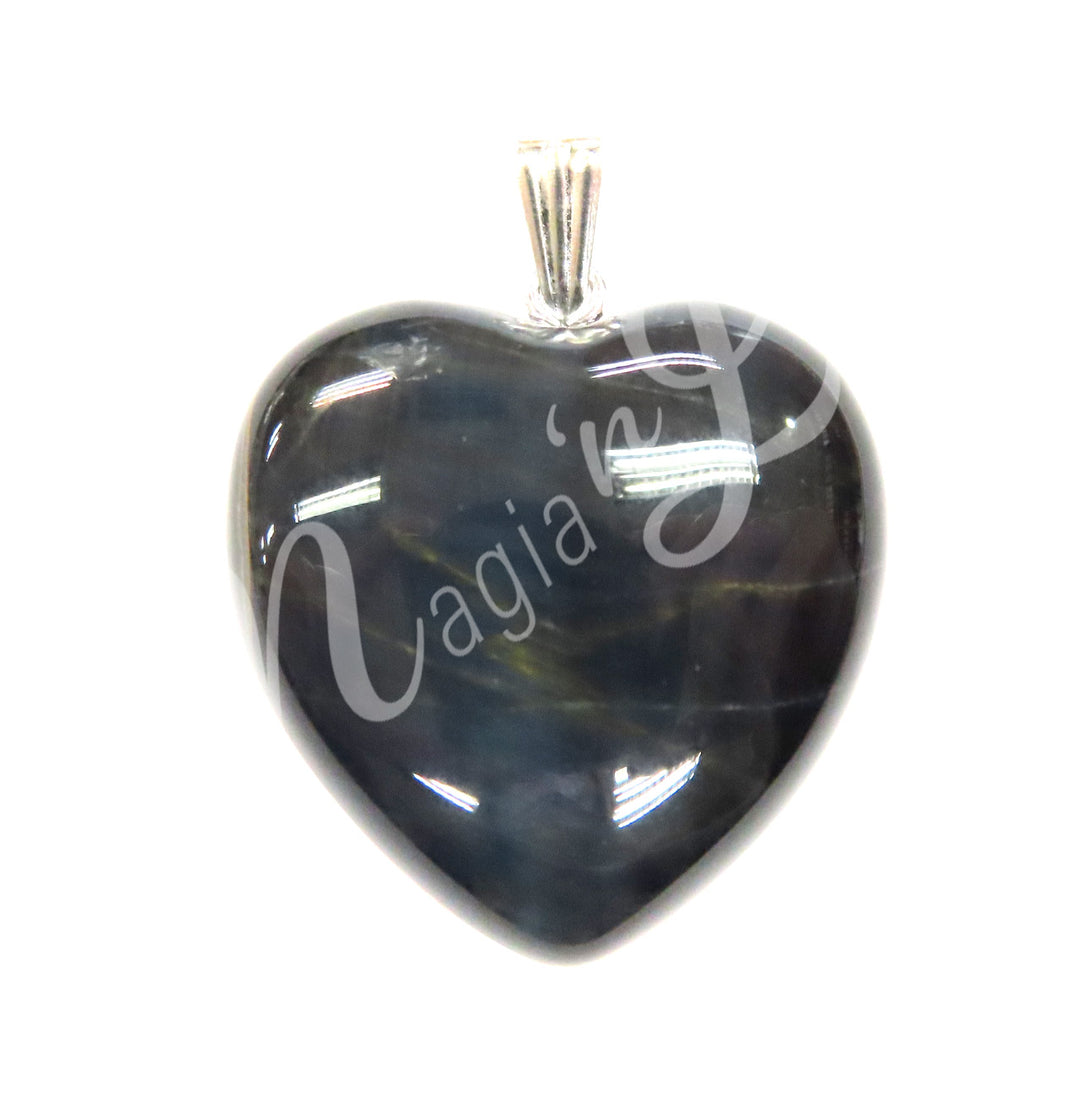 Pendant Heart Blue Tiger Eye 1"