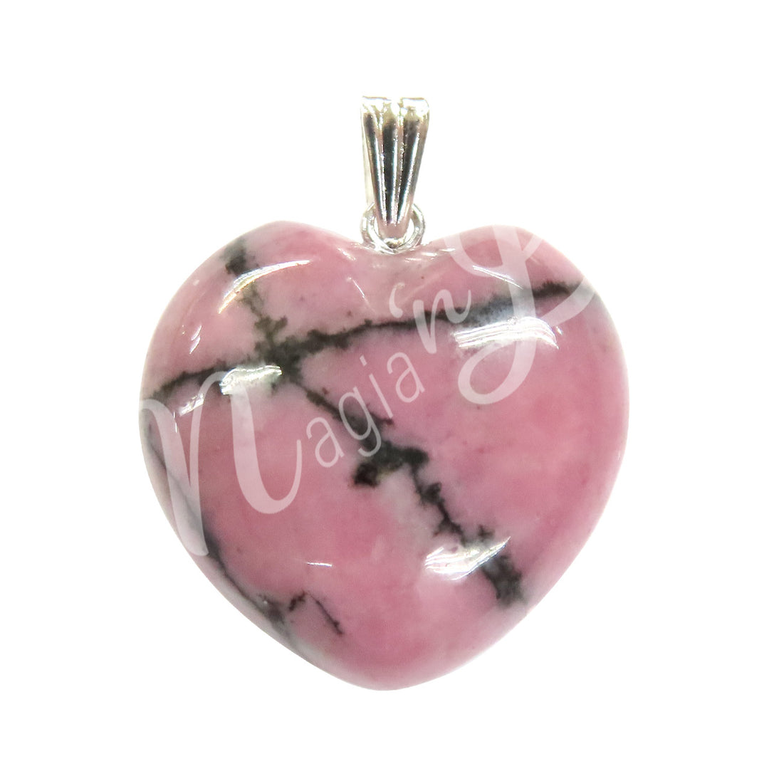 Pendant Heart Rhodonite 1"