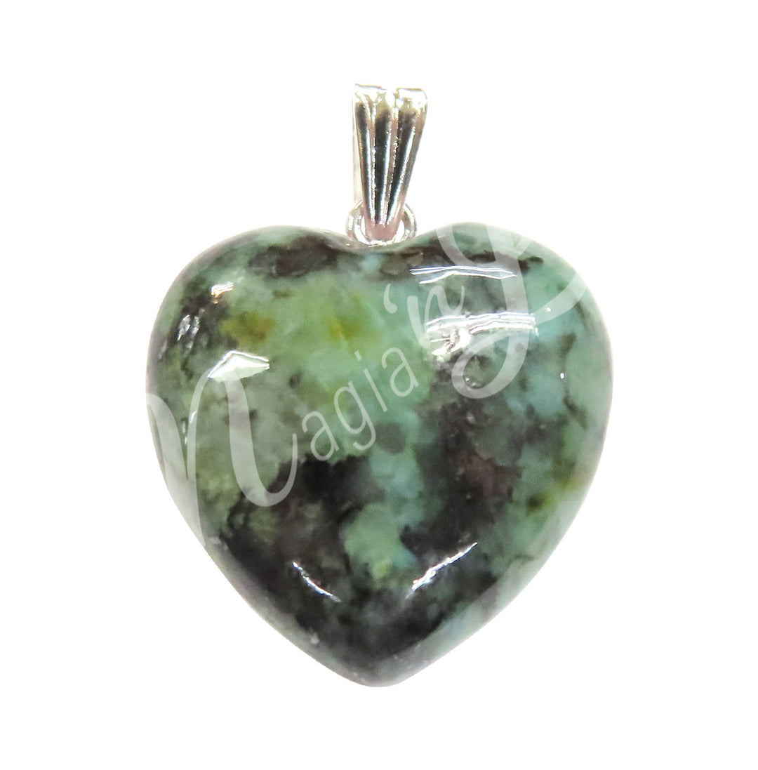Pendant Heart African Turquoise 1"