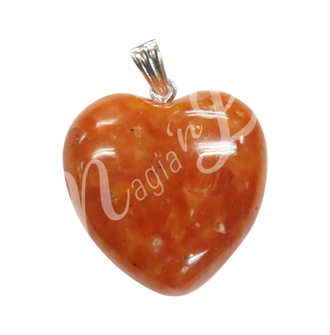 Pendant Heart Orchid Calcite 1"