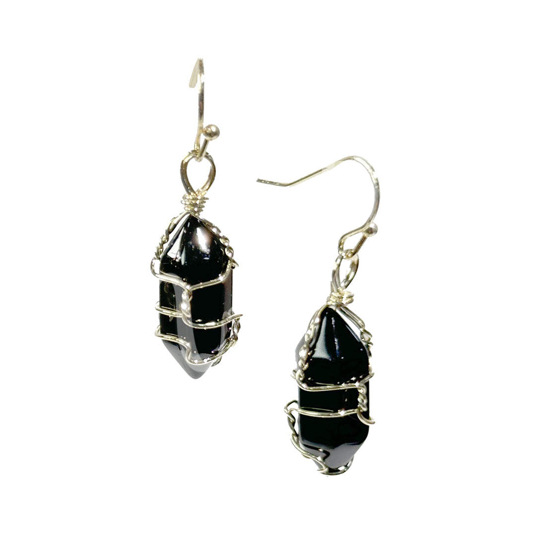 Earrings Black Obsidian 1.25-1.5"