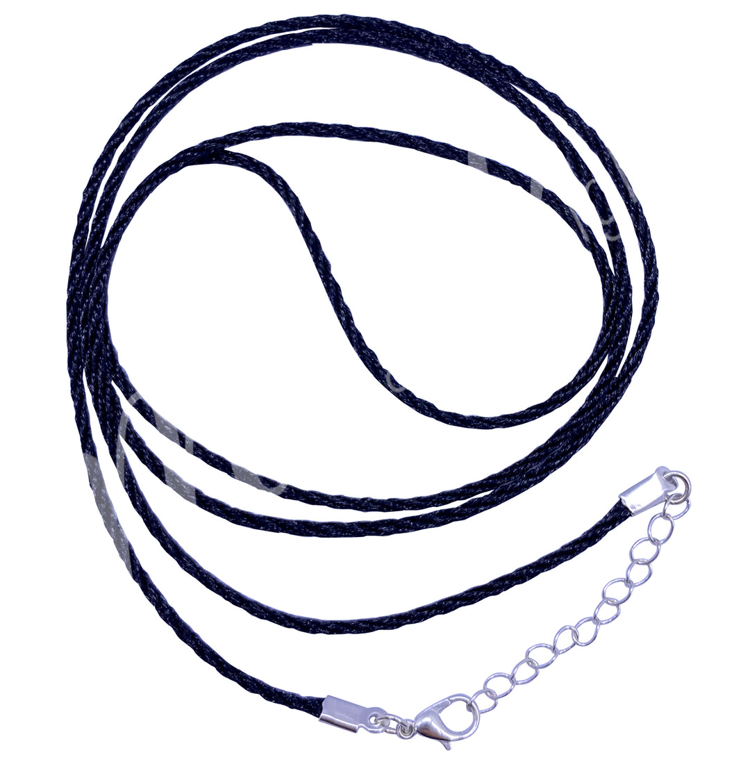 Necklace Braided Black 2mm Cord Chain with Clasp 38"L