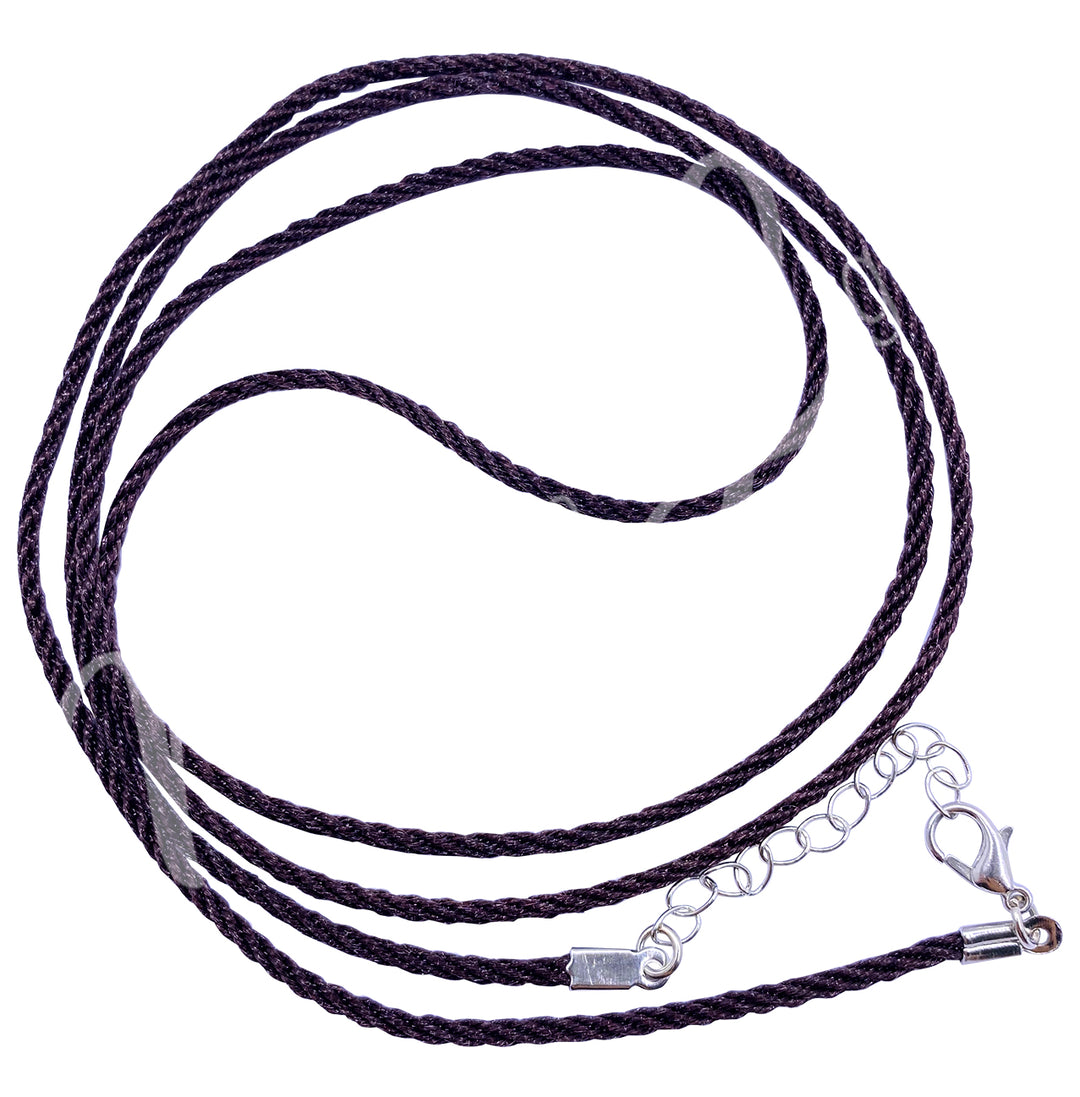 Necklace Braided Brown 2mm Cord Chain with Clasp 38"L