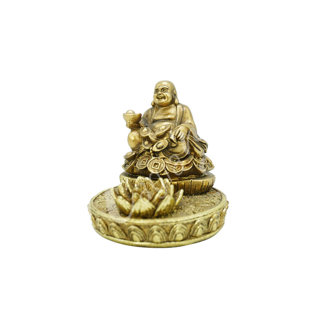 Incense Holder Antique Gold Happy Buddha