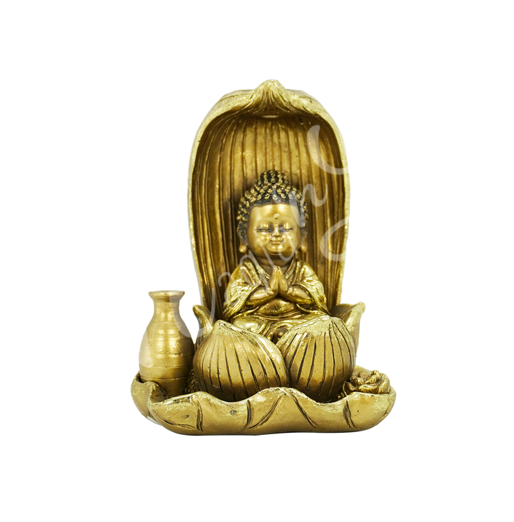 Backflow Copper Cone Burner Buddha in Lotus