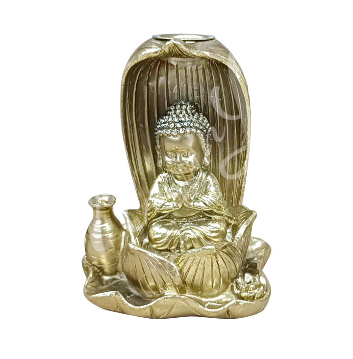 Backflow Copper Cone Burner Buddha in Lotus