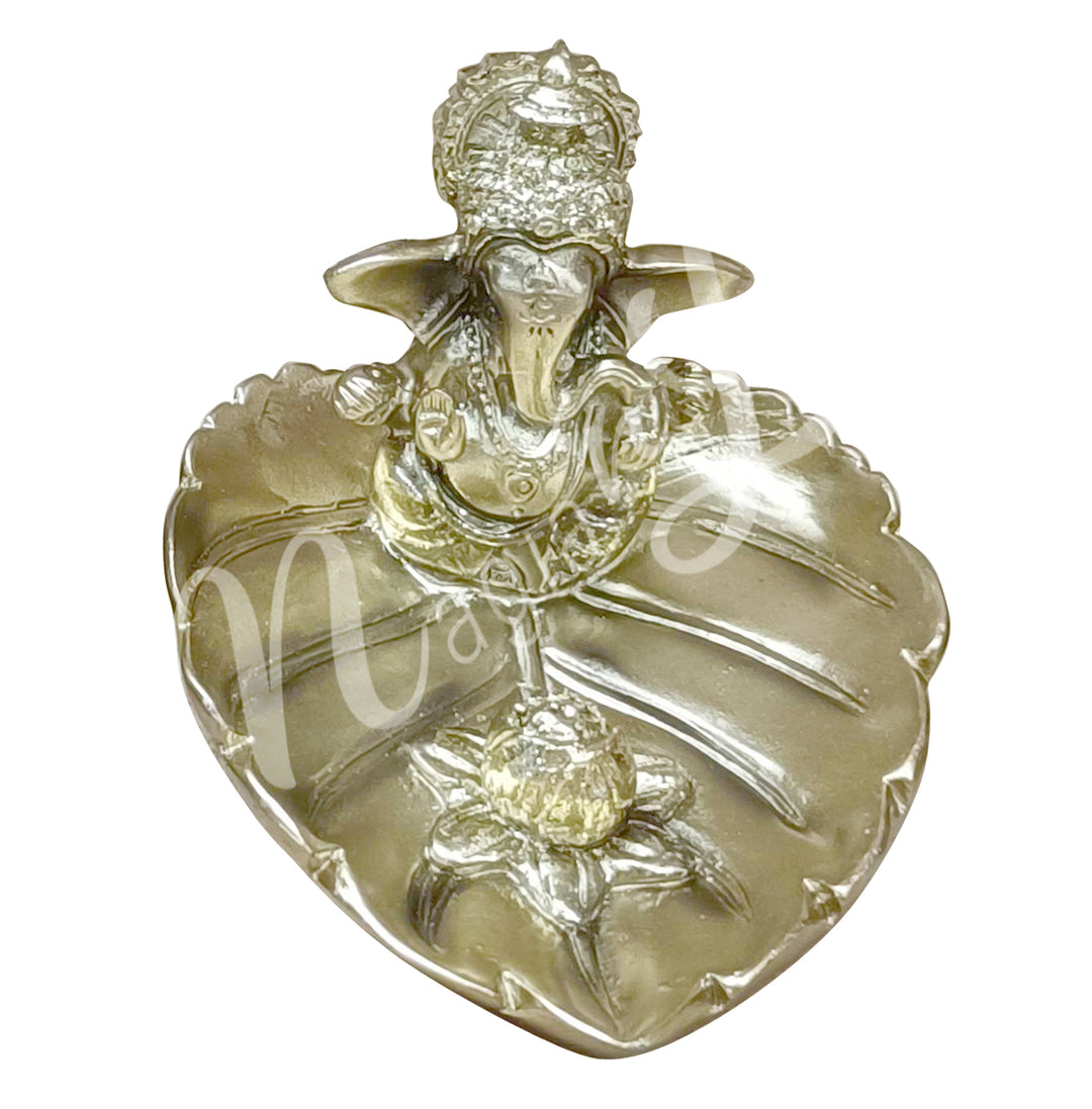 Incense Holder Gold Ganesha on Leaf