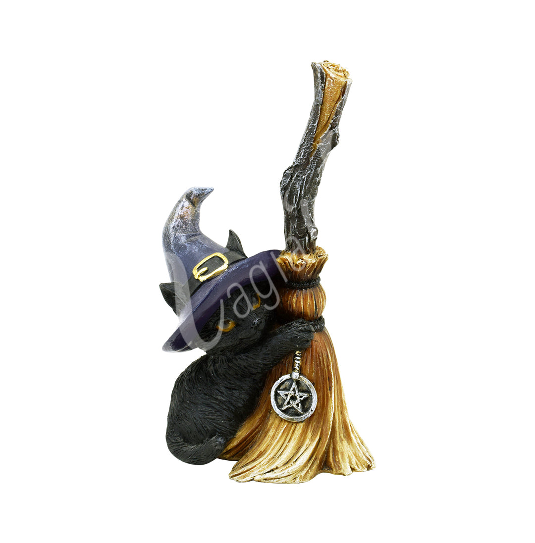 Statue Black Cat w Broom