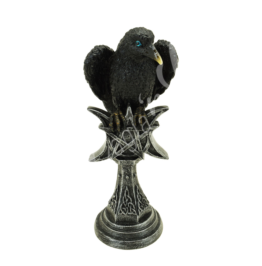 Statue Raven on Triple Moon Pentacle
