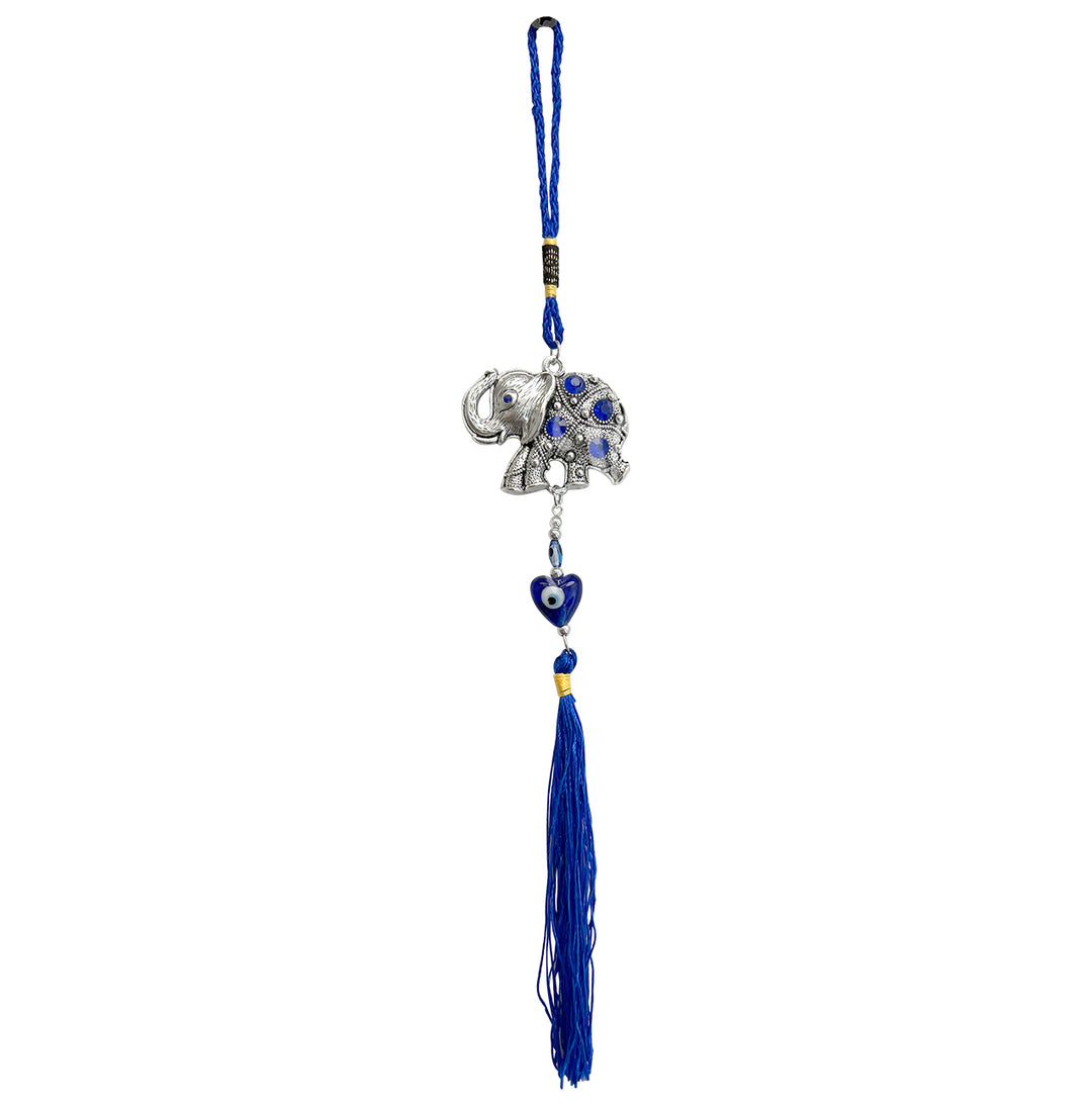 Hanging Evil Eye Elephant with Tassel 11.75-12"L