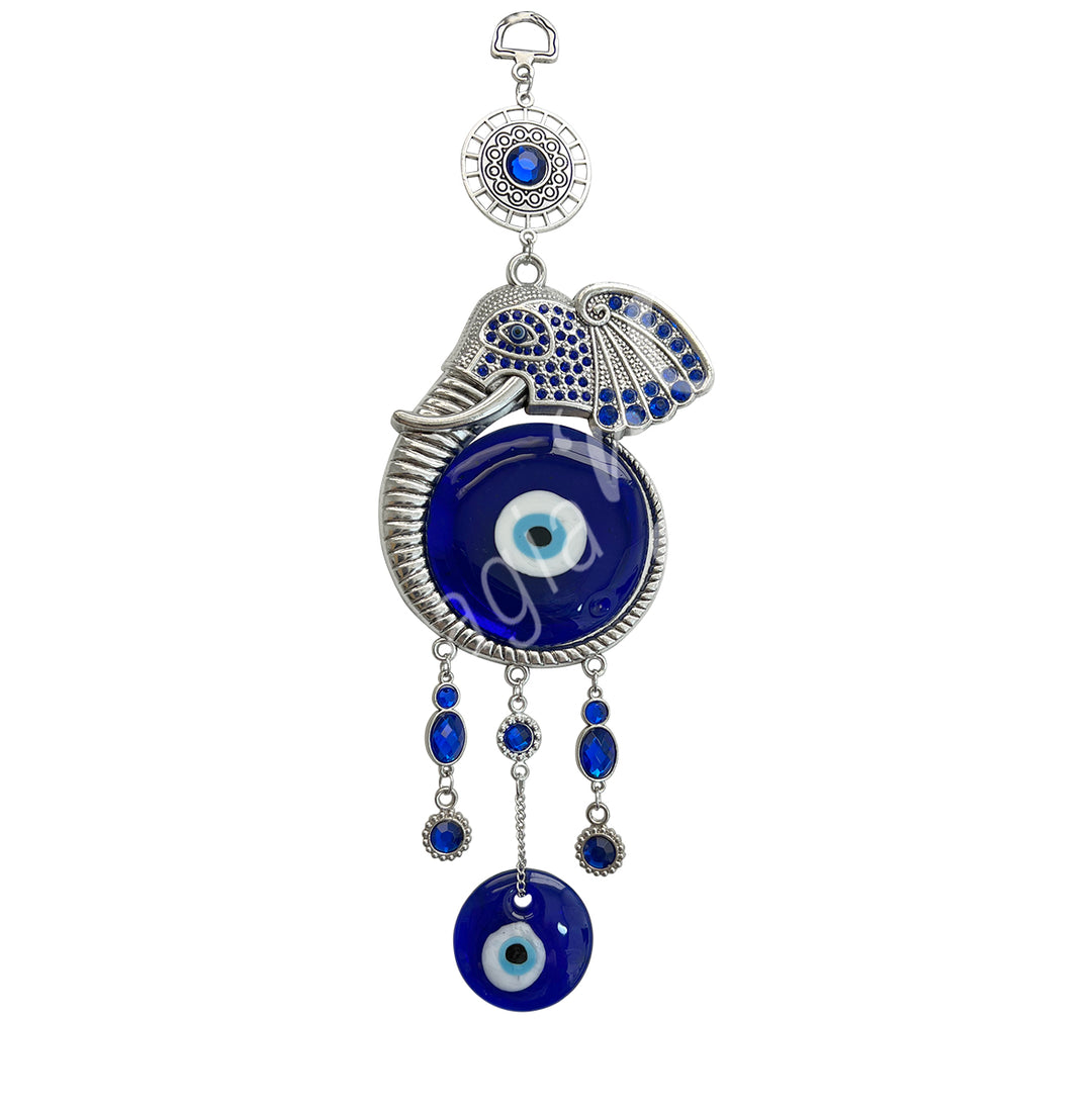 Hanging Evil Eye & Elephant Head 11-11.5"L
