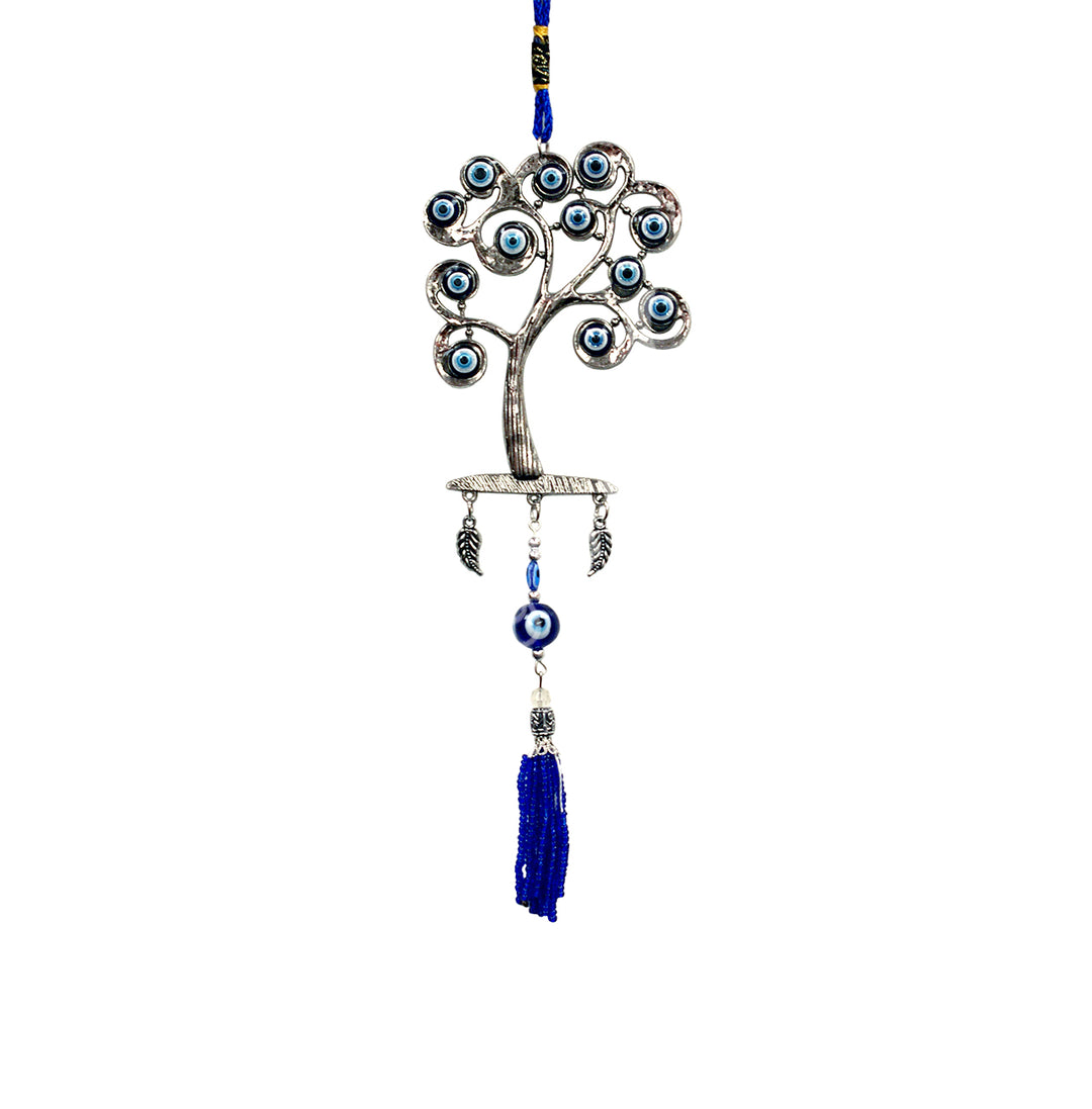 Hanging Evil Eye & Tree of Life w Beaded Tassel 11.5-12″L