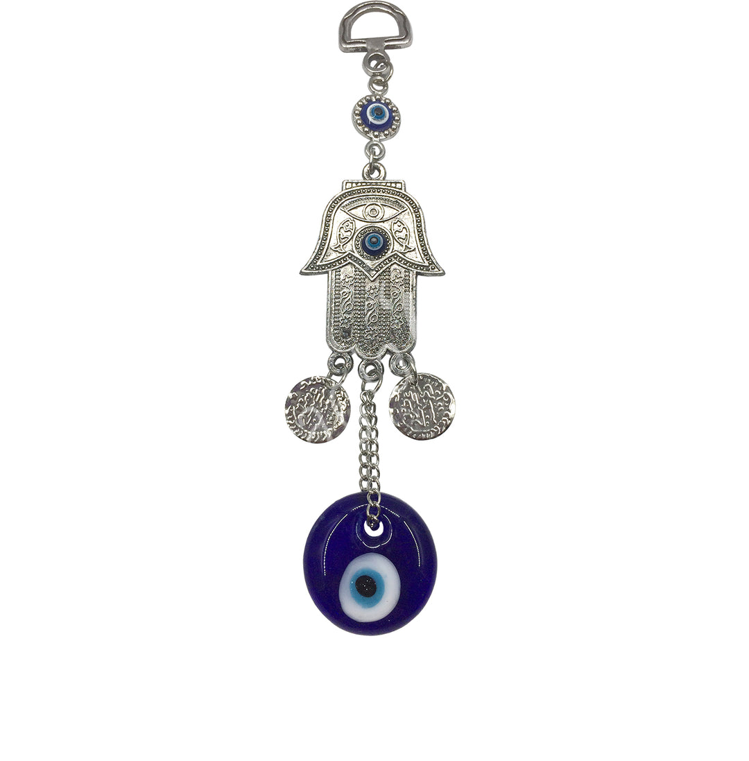 Hanging Hand of Fatima w Evil Eye Beads 6.5″L