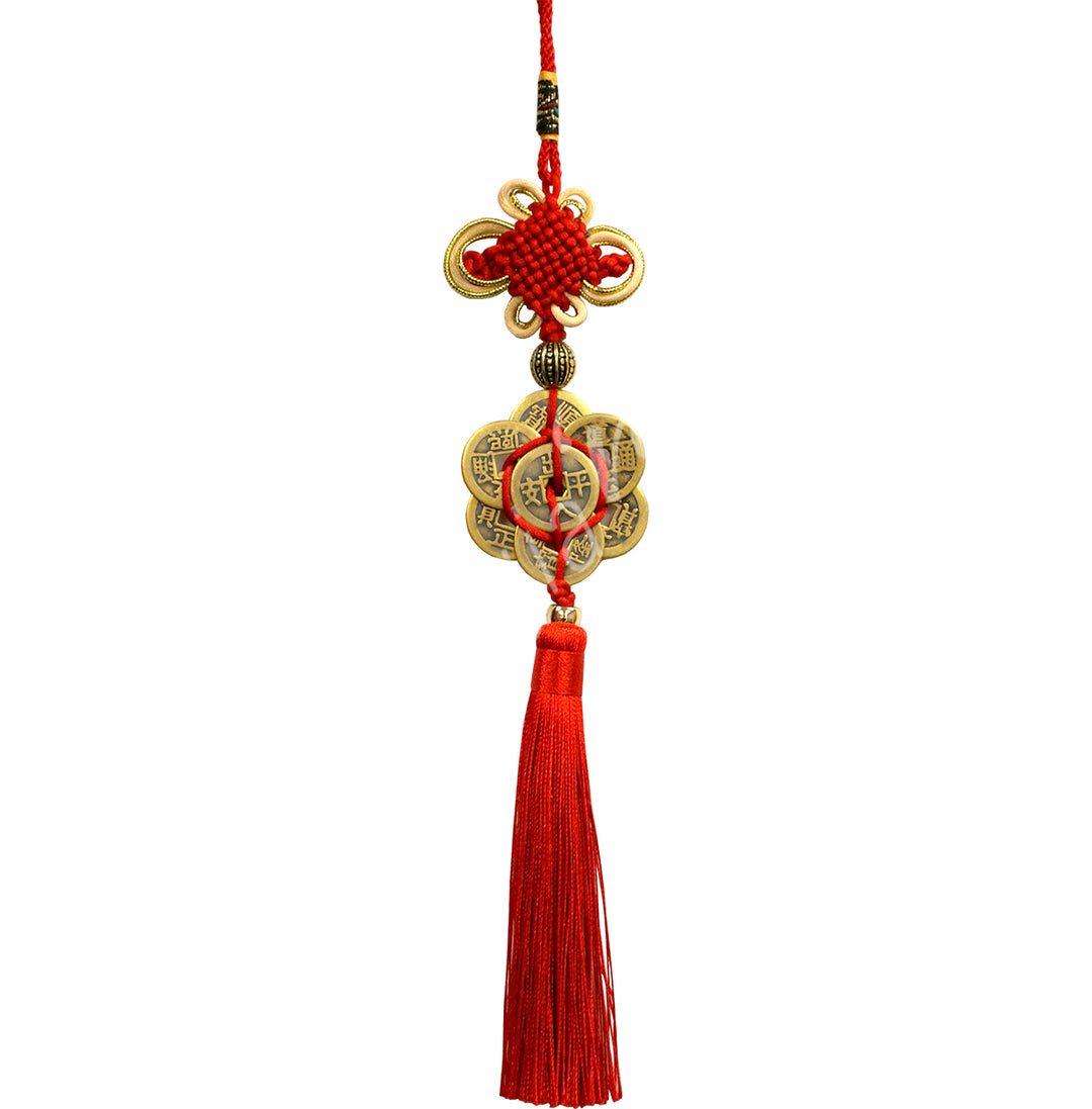 FENG SHUI HANGING MULTI COINS BOW 13.5″L