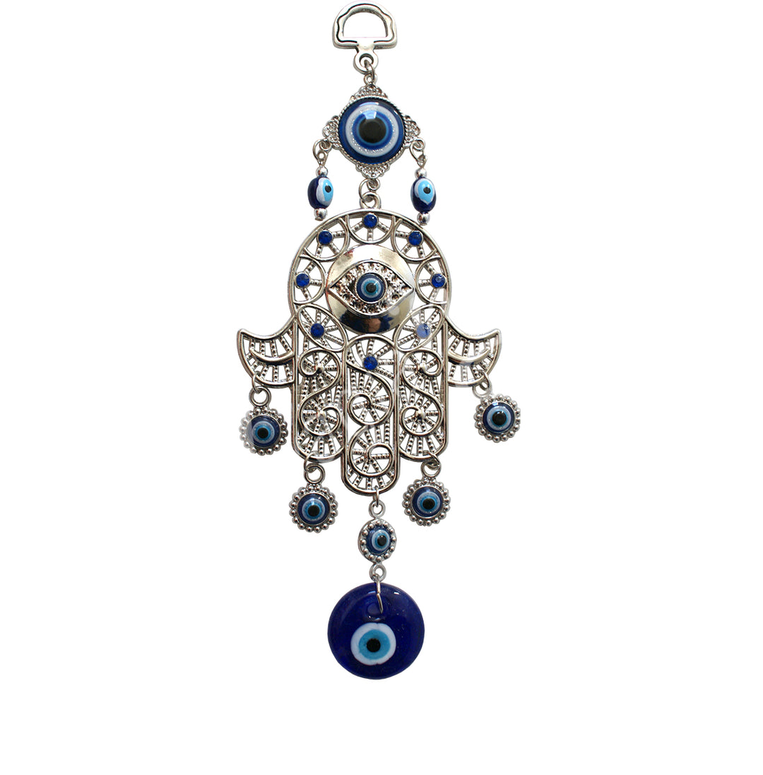 Hanging Hand of Fatima with Evil Eye Beads 8-8.5″L