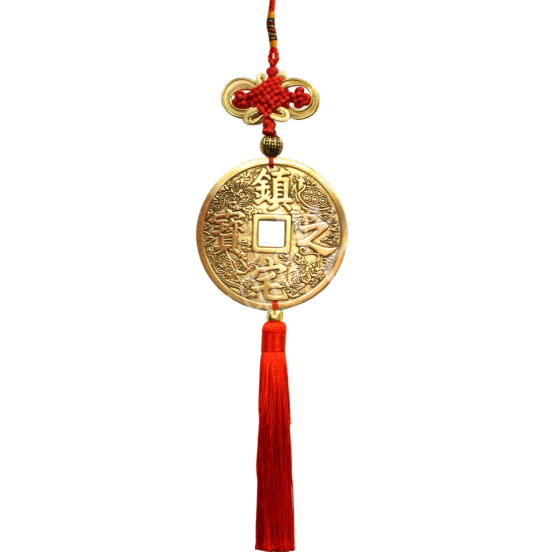 Monedas Colgantes Feng Shui para Protección del Hogar 13.5"