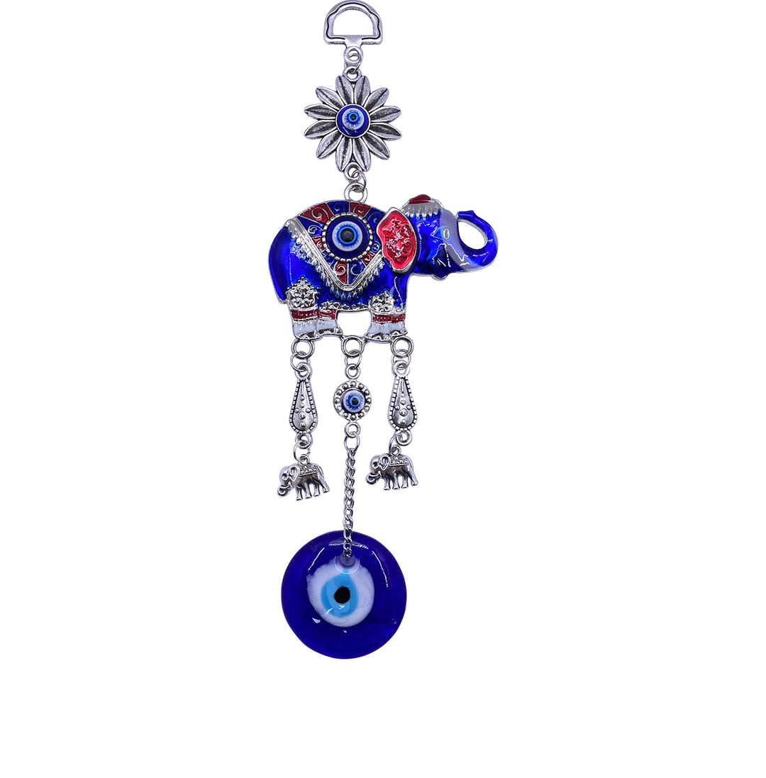 Hanging Evil Eye & Good Luck Elephant 8.25"L