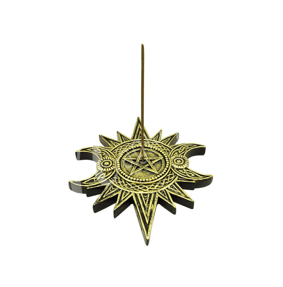 Incense Holder Celestial Triple Moon & Pentacle
