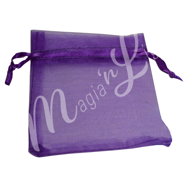 A purple organza bag.