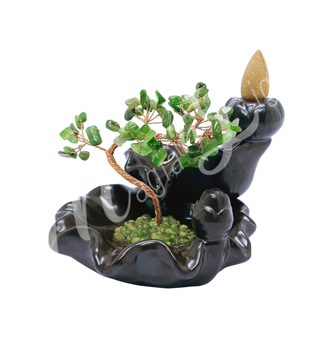 Gem Tree Backflow Cone Burner Nephrite Jade 63 beads 4.75-6"