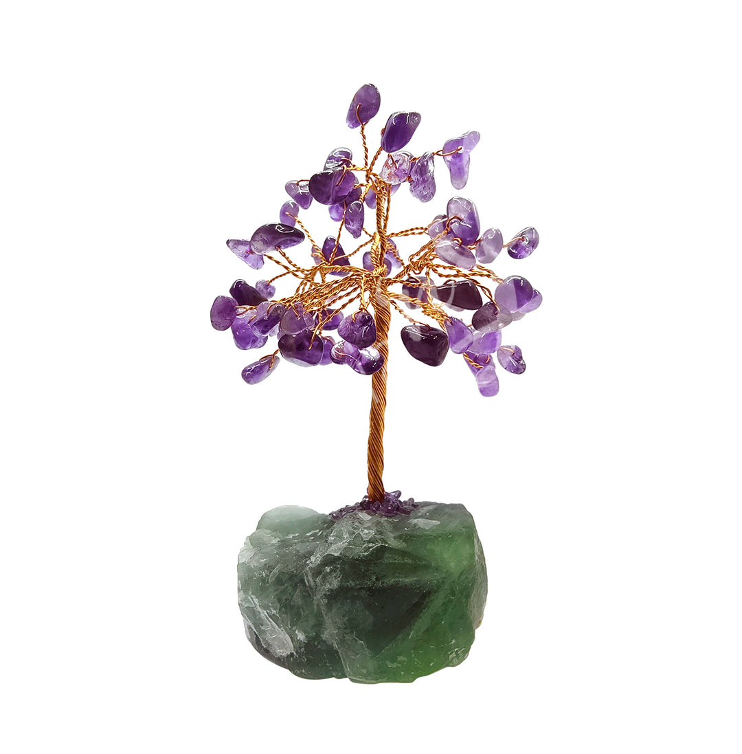 Gem Tree Amethyst w Fluorite Base 63 Beads 3.15-3.5"