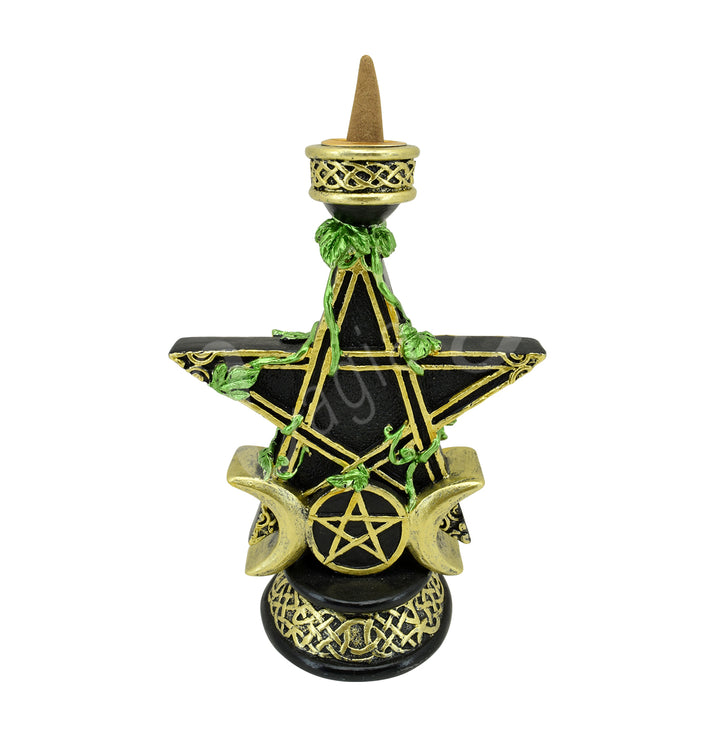 Cone Incense Holder Triple Moon Pentacle