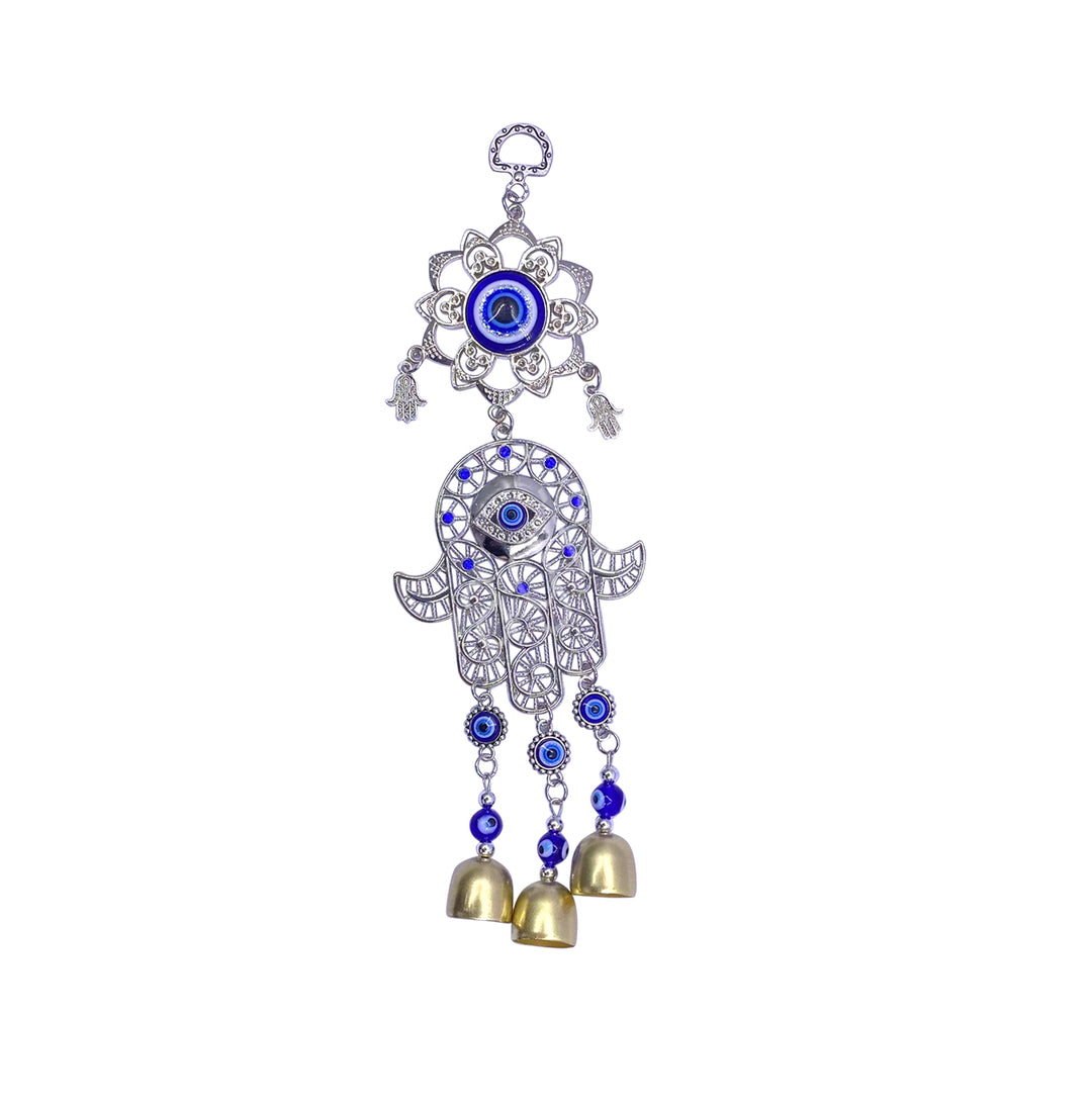 Hanging Evil Eye Lotus & Hand of Fatima 8.5″