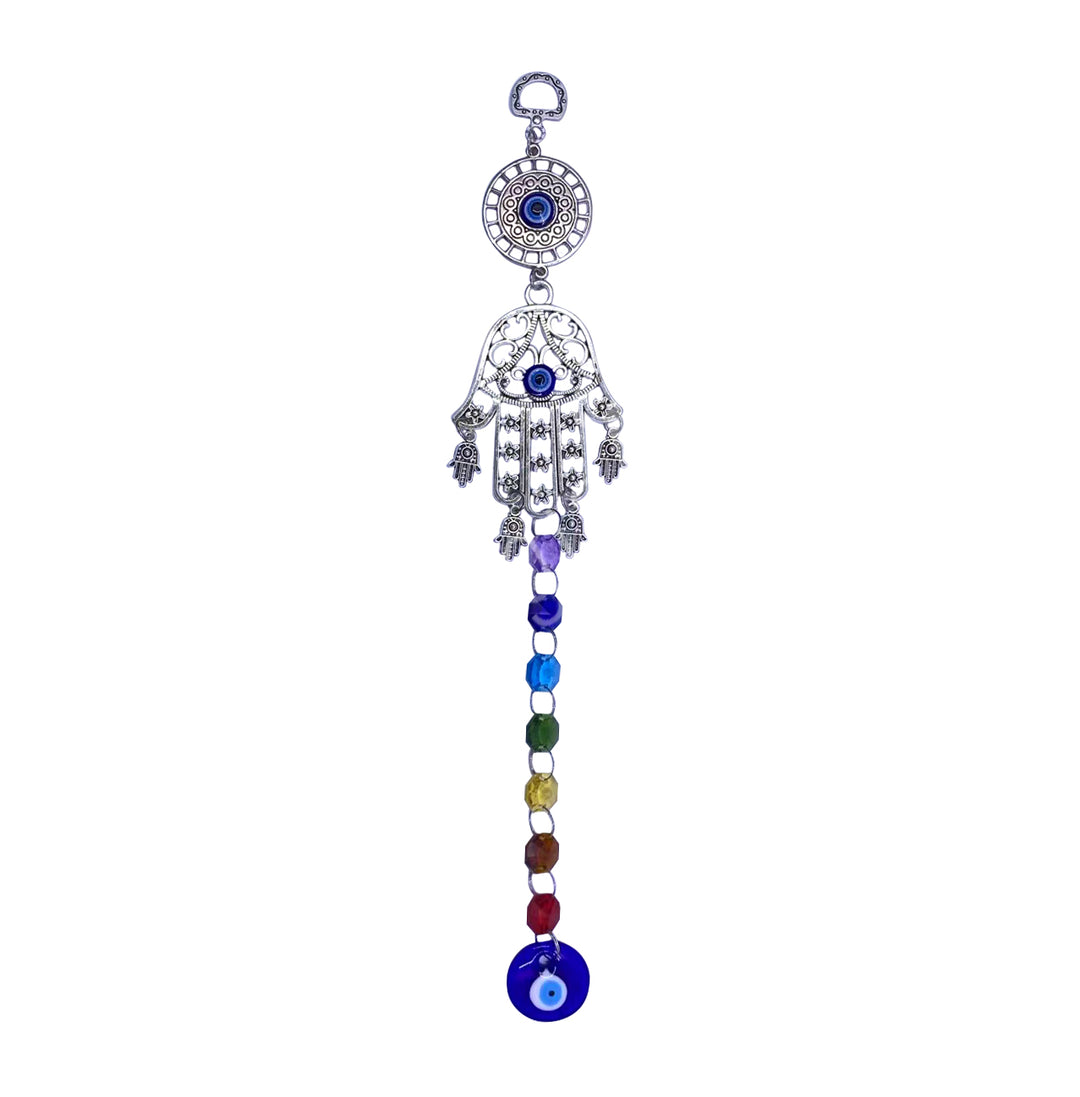 Adorno Mano de Fátima con Mal de Ojo y Chakras 11.75"