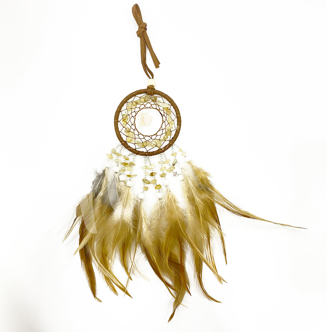 Dreamcatcher w Citrine & Feathers